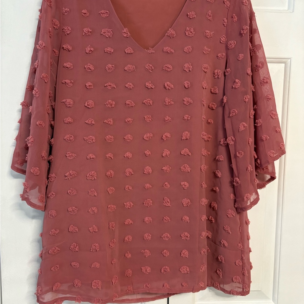 Chic Pink Textured Blouse
